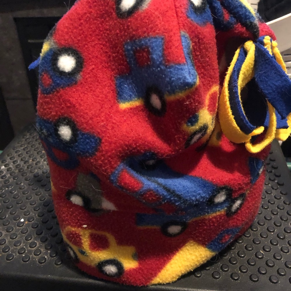 Red Fleece Hat with Car Design